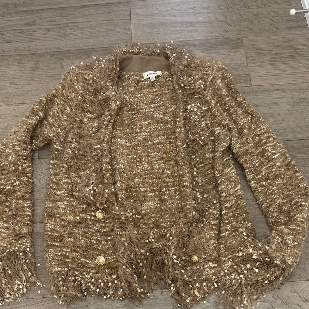 L'AGENCE Gold-Toned Azure Cardigan